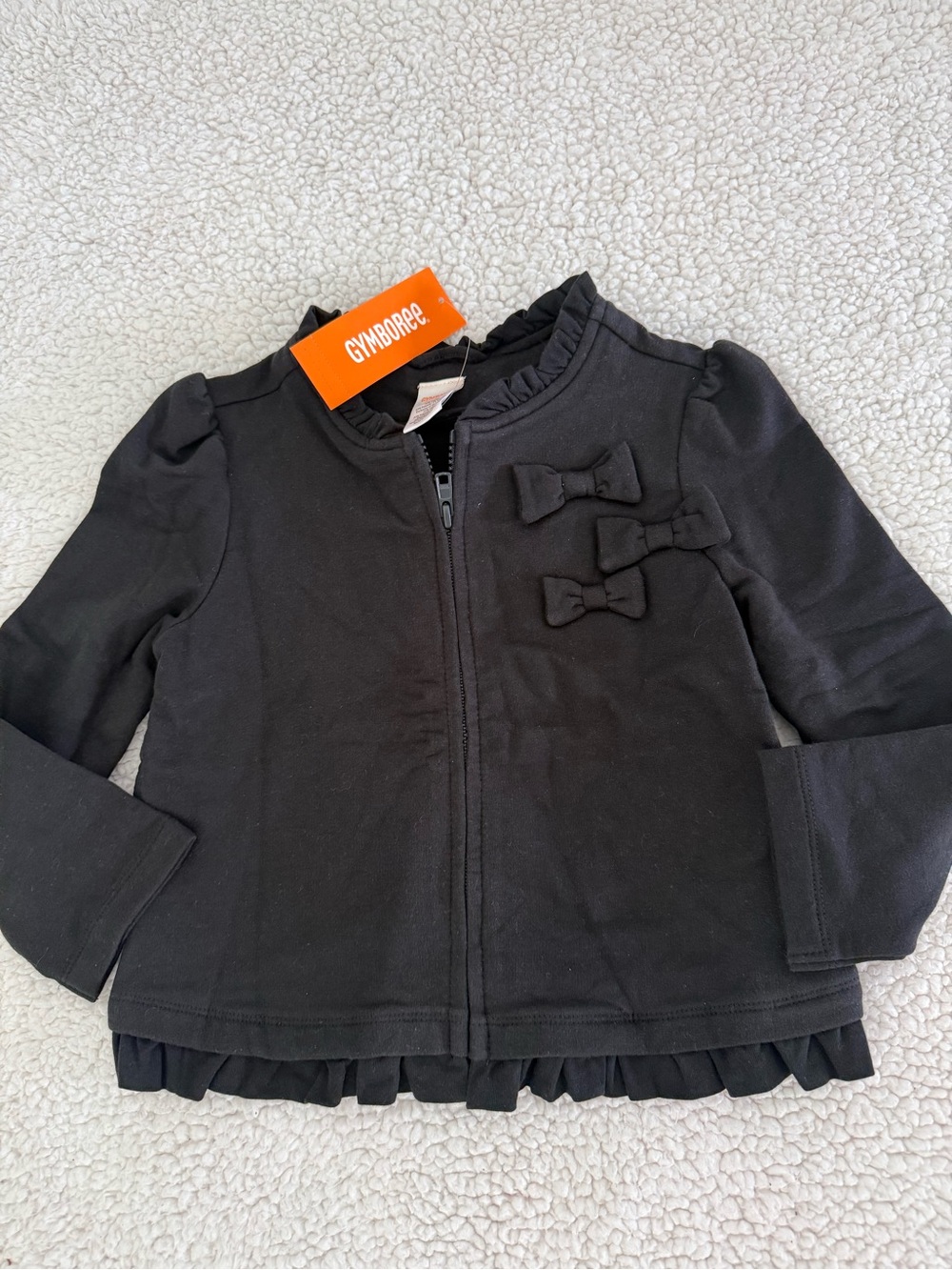 New Gymboree Black Girls sz 4 Ruffle Bow Zip Jacket